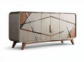 Wooden sideboard with geometric design and metal accents 120 x 40 x 75cm
