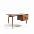 Wooden desk with drawer in walnut finish 120 x 60 x 75cm for home office