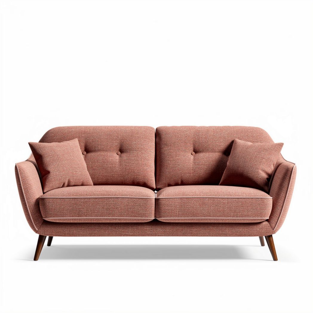 Fabric sofa with two cushions in rose color 190 x 90 x 85cm