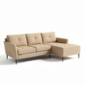 Sofa sectional with tufted upholstery in beige fabric 220 x 85 x 75cm