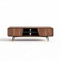 Wooden media console table with black metal legs 120 x 40 x 45cm