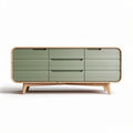 Green wooden sideboard with five drawers and minimalist design 180 x 40 x 80cm