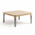 Square wooden coffee table with metal legs 80 x 80 x 40cm natural finish